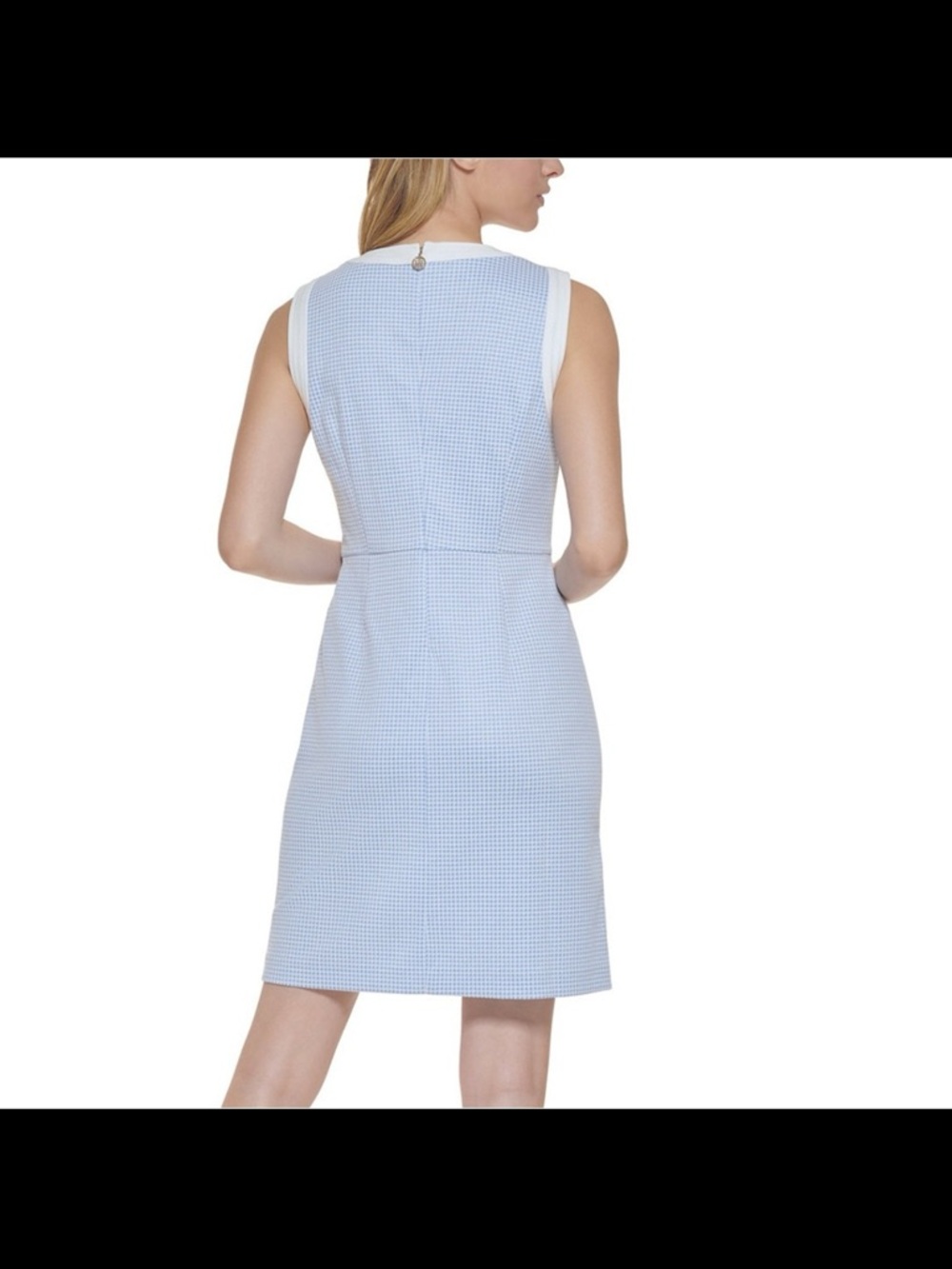 Tommy Hilfiger Preppy Houndstooth Blue and White Sheath Dress~8 - Picture 4 of 11